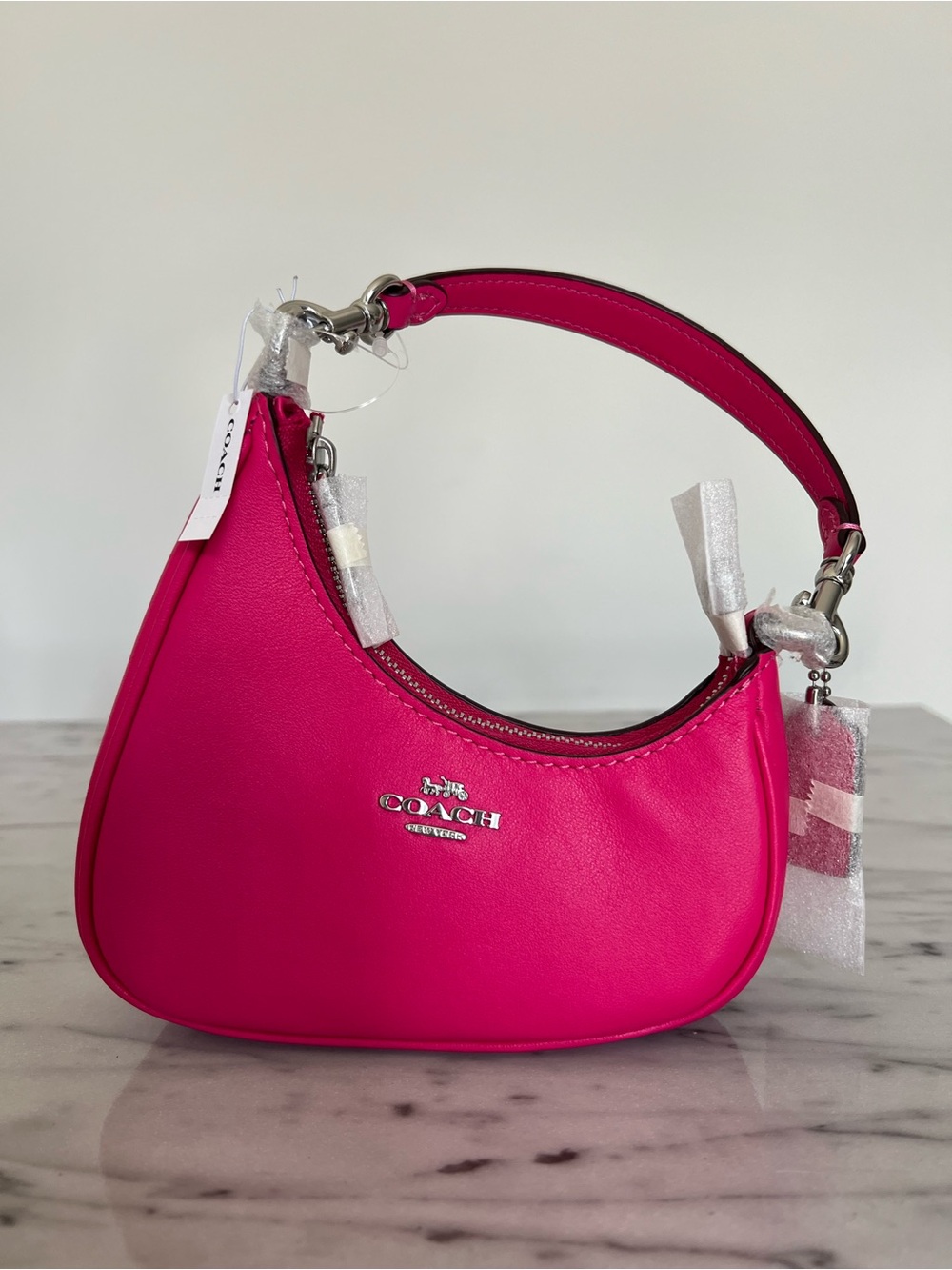 Coach Twisted Teri Bag Charm in Dragonfruit NWT